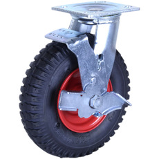 120 Kg Swivel Plate with Brake 220mm Black Rubber Pneumatic