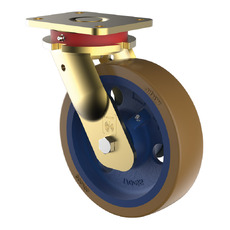 1000kg Rated Urethane on Cast Iron Castor - 200mm - Swivel Plate