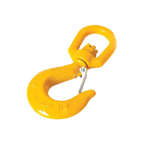 Grade 80 Alloy Steel Eye Swivel Sling Hook with Safety Latch - Component Size - 13mm