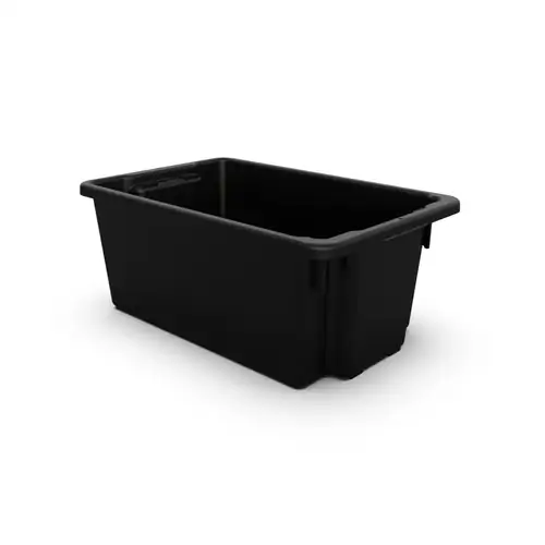 52L Plastic Crate Stack & Nest Container [Colour: Black]