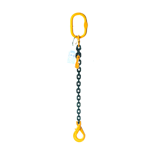Single Leg Chain Slings 10mm  - With Grab Hooks & Self Locking Hook - 1m length