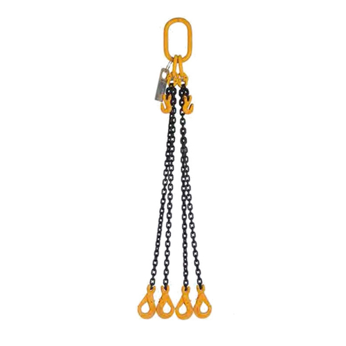 Four Leg Chain Slings 10mm - With Grab Hooks & Self Locking Hook - Length 1m