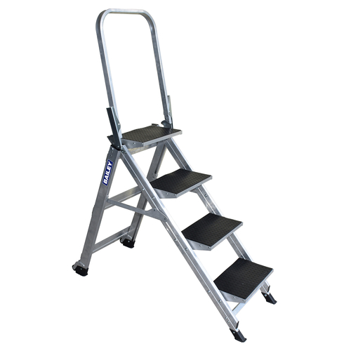 Bailey 4 Steps 150kg Rated Stairway Ladder With Safety Rail