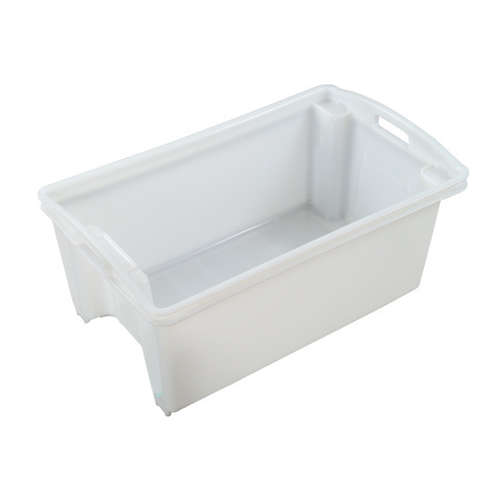 54L Plastic Fish Crate Stack and Nest - Solid 711 X 438 X 283mm - White