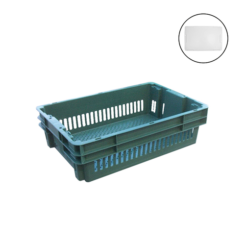 26L Green Vented Crate + Drop On Lid