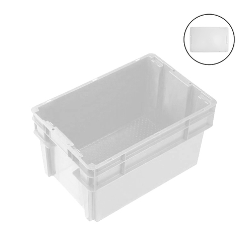 52L White Plastic Crate + Drop On Lid