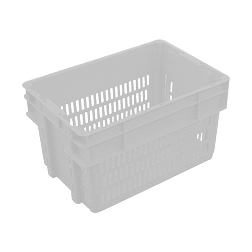 52L Plastic Crate Stack & Nest Vented Container - White