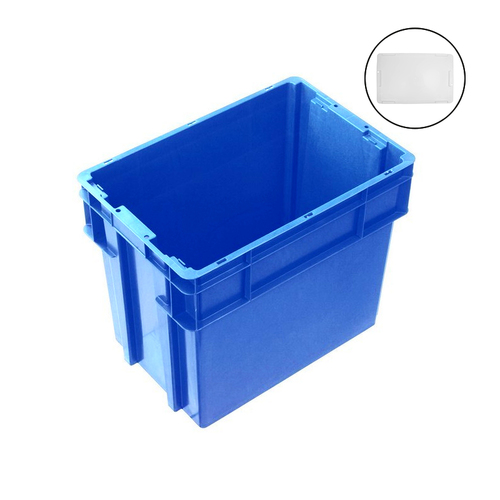 78L Blue Plastic Crate + Drop On Lid