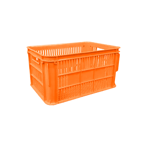 66L Plastic Crate Lug Box Vented - Orange  [Delivery: VIC, NSW, QLD]