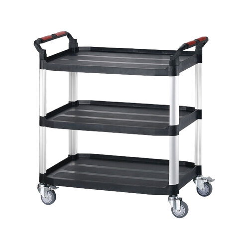 150 Rated 3 Tier Black Plastic Multi-function Utility Trolley Cart