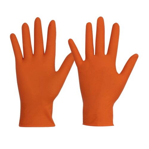 Disposable Nitrile Powder Free, Heavy Duty Gloves - Orange [Size: Extra Large] (Pack of 1)