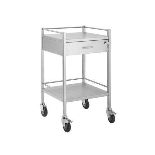 Stainless Steel Medical Trolley Utility Cart - Square with 1 Drawer [Delivery: VIC, NSW, QLD]