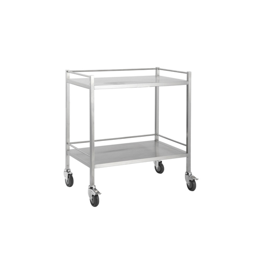 Stainless Steel Medical Trolley Utility Cart - Rectangle with Rails [Delivery: VIC, NSW, QLD]
