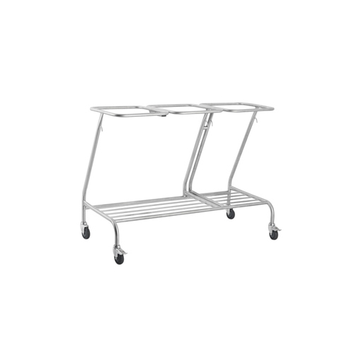 Triple Stainless Steel Linen Trolley Skip [Delivery: VIC, NSW, QLD]