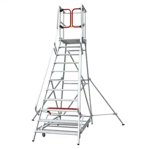 Monstar Pro 11 Steps Aluminium Rolling Platform - Order Picker Ladder - 200kg Rated