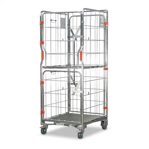 500kg Rated 4 Sided Roll Cage with Folding Middle Shelf