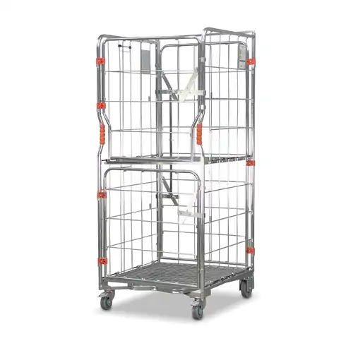 500kg Rated 4 Sided Roll Cage with Folding Middle Shelf