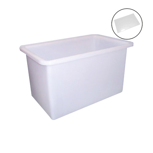 130L White Plastic Poly Tank Container + Lid [Delivery: VIC, NSW, QLD]