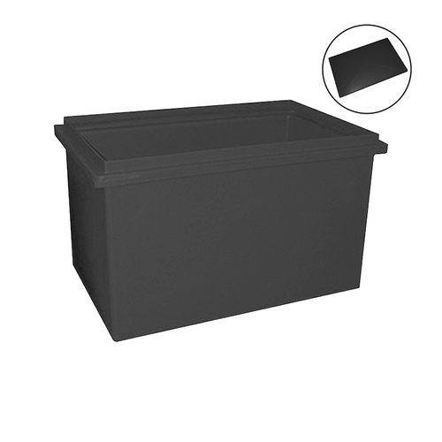 180L Black Plastic Poly Tank Container + Lid [Delivery: VIC, NSW, QLD]
