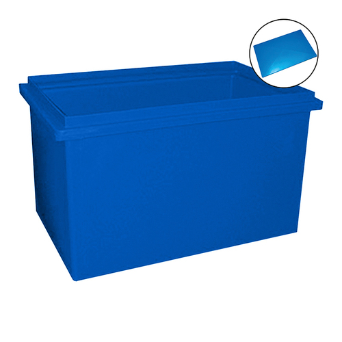 180L Blue Plastic Poly Tank Container + Lid [Delivery: VIC, NSW, QLD]