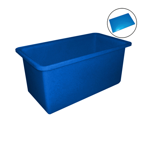 450L Blue Plastic Poly Tank Container + Lid [Delivery: VIC, NSW, QLD]