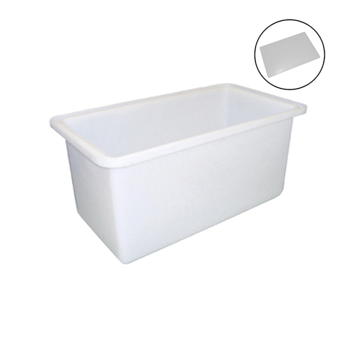 450L White Plastic Poly Tank Container + Lid Delivery: VIC, NSW, QLD]
