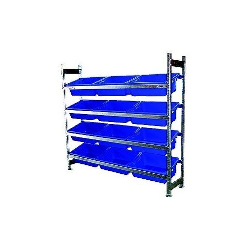 4 Level Bin Action Rack with 12 Blue Model 7 Bins [Delivery: VIC, NSW, QLD]