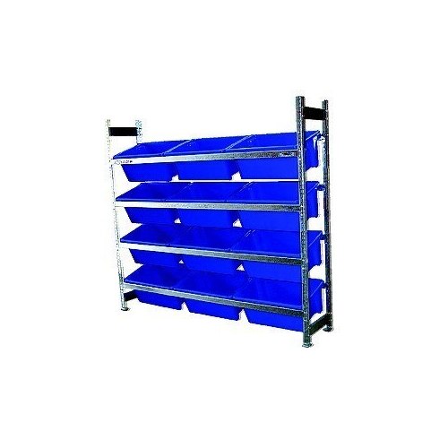4 Level Bin Action Rack with 12 Blue Model 10 Bins [Delivery: VIC, NSW, QLD]