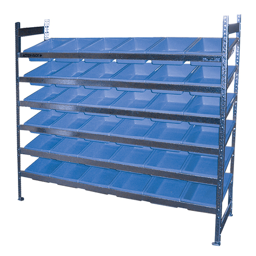 6 Level Bin Action Rack with 36 Blue Model 4 Bins [Delivery: VIC, NSW, QLD]