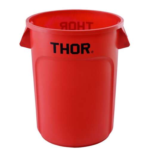 166L Thor Commercial Round Plastic Bin - Red