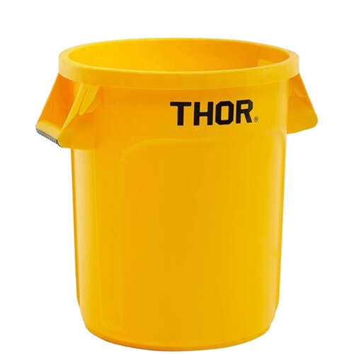 166L Thor Commercial Round Plastic Bin - Yellow