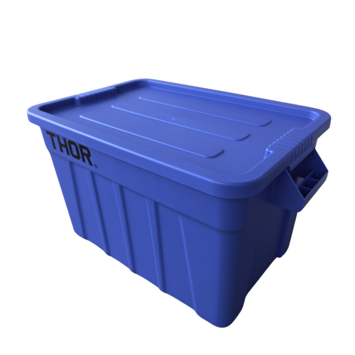 75L Plastic Container Box with Lid - Blue