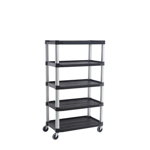 Mobile Shelf Truck, 5-Shelf Unit - 360kg rated - Black