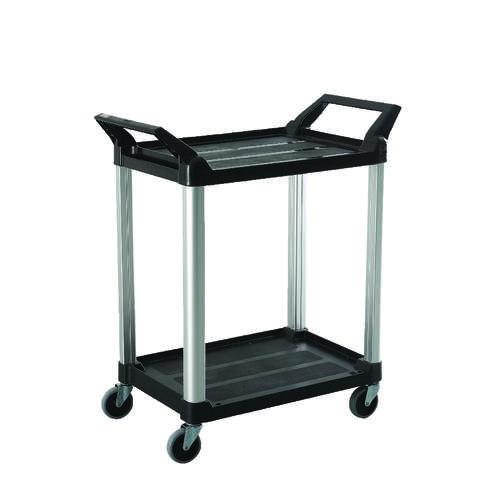 135kg Rated 2 Shelf Commercial Trolley Hospitality Cart - Black