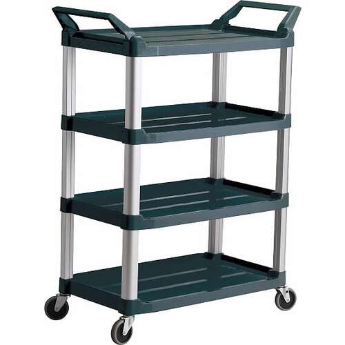 135kg Rated Rated 4 Shelf Commercial Trolley Hospitality Cart - Black