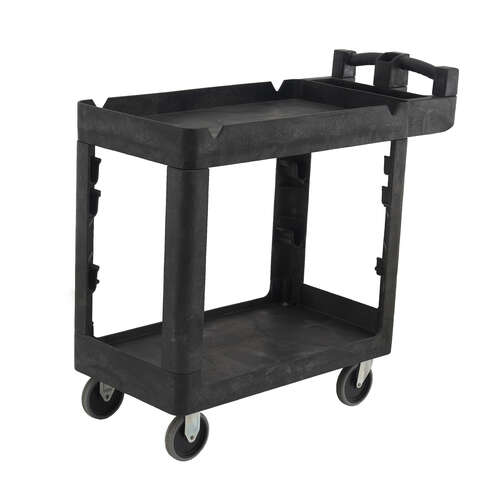 230kg Rated Bitbar 2 Shelf Commercial Trolley Hospitality Cart - Black