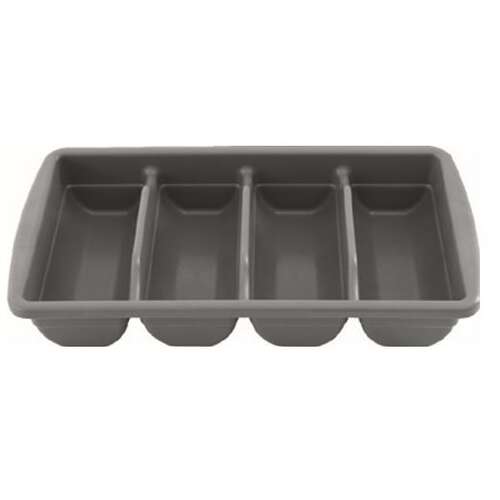 Plastic 4 Compartment Cutlery Bin to suit 24L, 25L & 29L tote bins - Grey