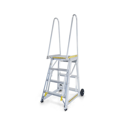 StockMaster 4 Steps Step-thru Access Mobile Ladder - 150Kg Rated