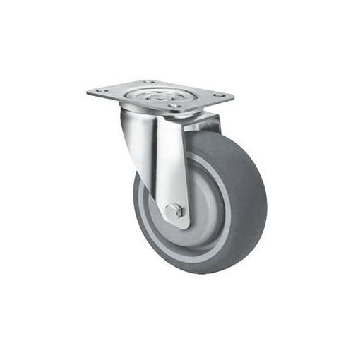 140kg Rated Grey Rubber Castor - 80mm - Swivel Plate