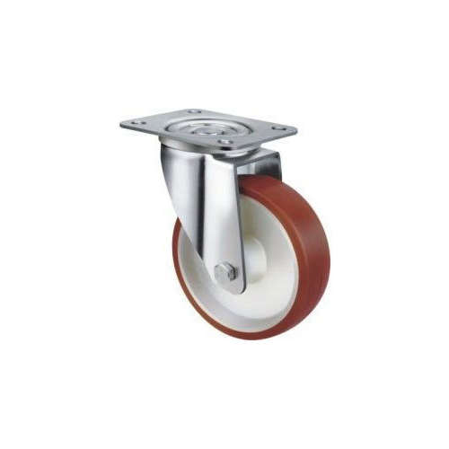 140kg Rated Grey Rubber Castor - 80mm - Swivel Plate