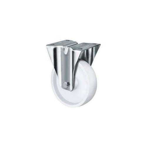 190kg Rated Stainless Steel Nylon Castor - 100mm - Fixed