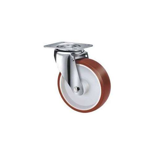 180kg Rated Stainless Steel Urethane Castor - 80mm - Swivel Plate