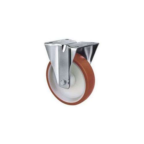 190kg Rated Stainless Steel Urethane Castor - 100mm - Fixed