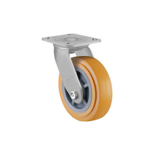 250kg Rated Urethane On Nylon Castor - 125mm - Swivel Plate