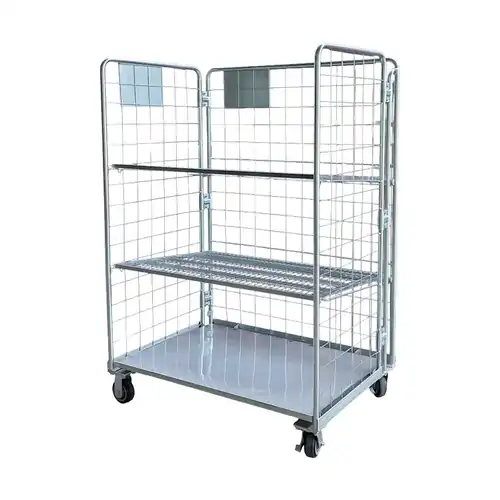 500kg Rated 3 Sided Folding Warehouse Stock Picking Trolley