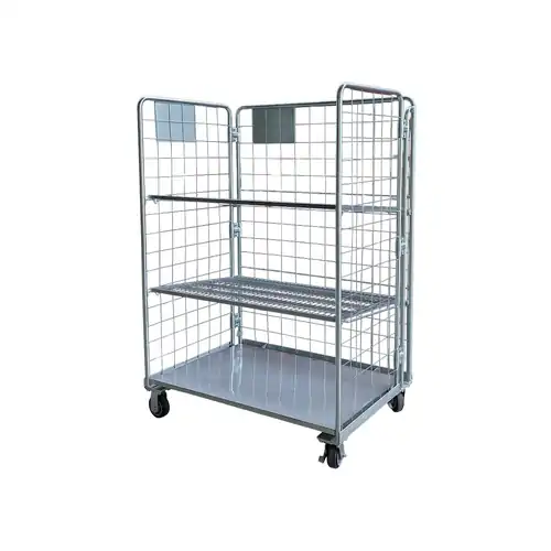 500kg Rated 3 Sided Folding Warehouse Stock Picking Trolley
